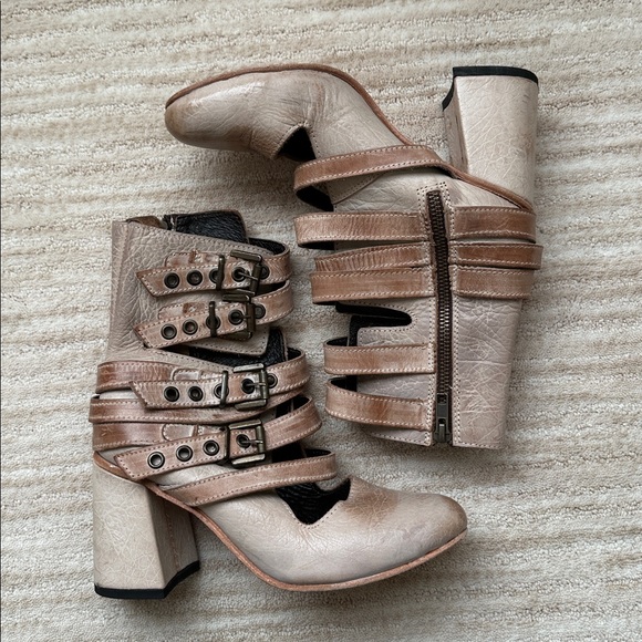 FREEBIRD by Steven Tali Strappy Women's Heeled Boots Booties Taupe Size 7 - Picture 8 of 17
